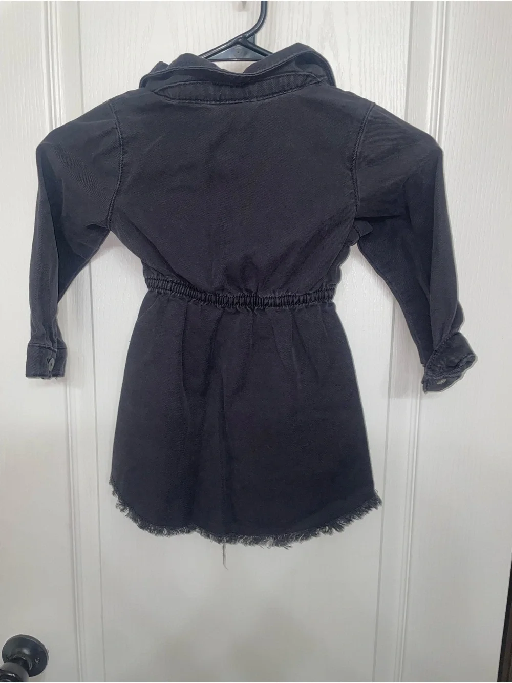 wonder nation Black Button-Front Hooded Jean Jacket Dress